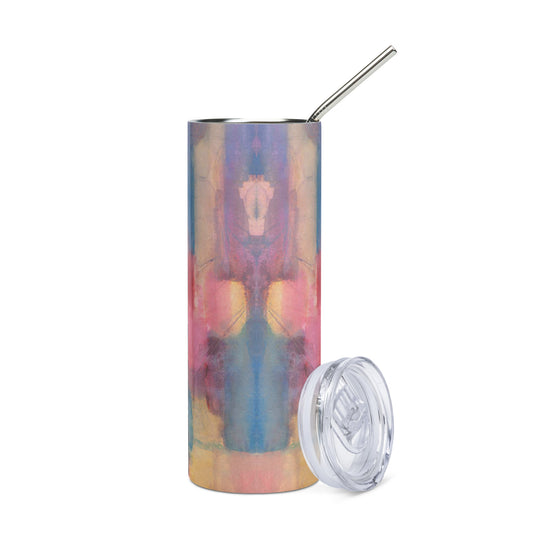 Mireille Fine Art, Stainless steel tumbler, 20 oz tumbler with metal straw, metal abstract print