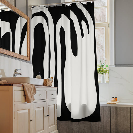 Modern Fluid Abstract Black Shower Curtain - Mirfia