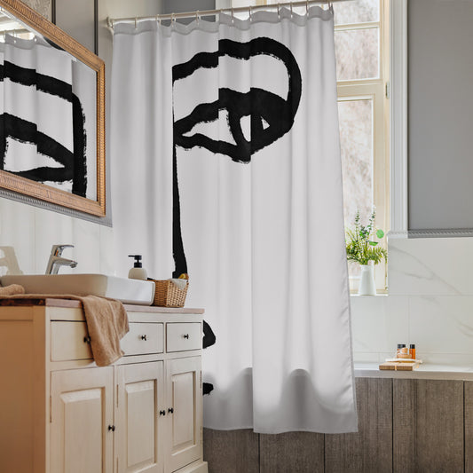 Abstract Face Line Art Shower Curtain - Mirfia