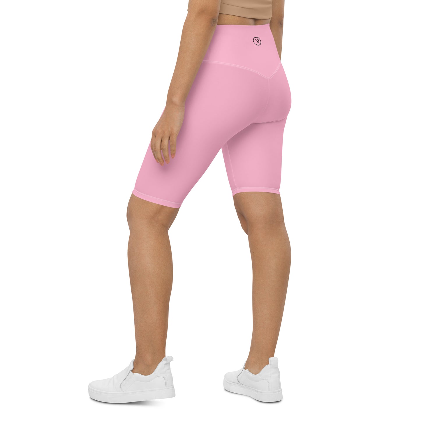 Humble Sportswear women's color match pink high waist knee length biker shorts