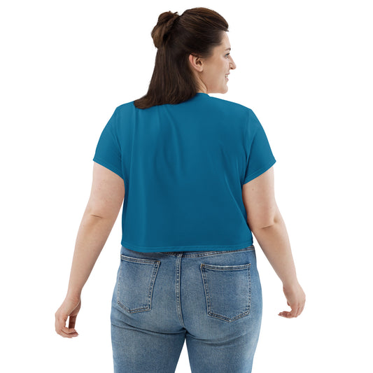Humble Sportswear™, women's crop t-shirt relaxed fit cerulean blue