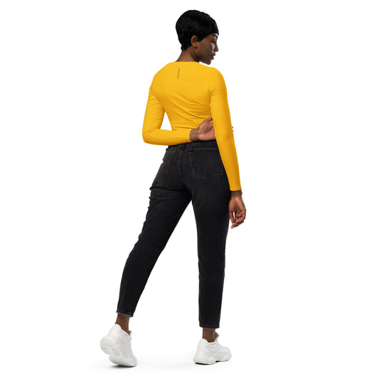 Humble Sportswear women's color match yellow long sleeve compression crop top