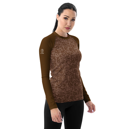 Humble Sportswear women's long sleeve brown athleisure rash guard