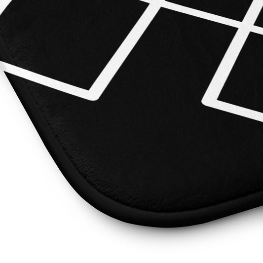 close up of minimalist geometric bath mat
