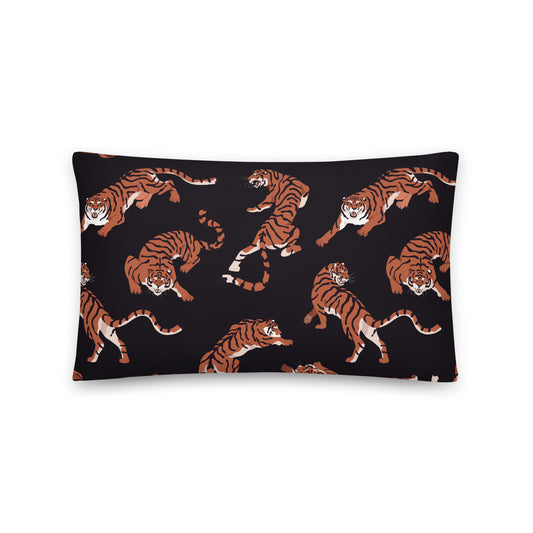 Black Tiger Print Throw Pillow - Mirfia