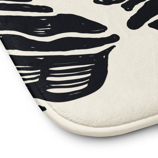 Close-up of coastal ocean-themed bath rug