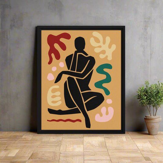 Framed Canvas Print Seated Black Woman Figure - Mirfia