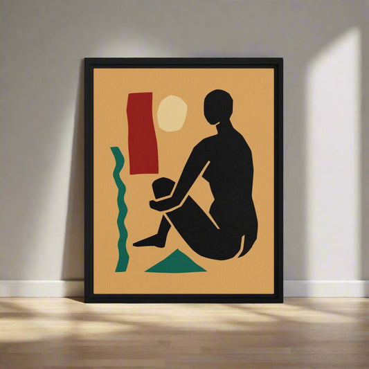 Framed Canvas Print Seated Woman Silhouette - Mirfia