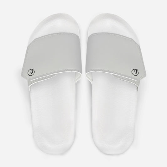 men's silver velcro slide sandals with white sole