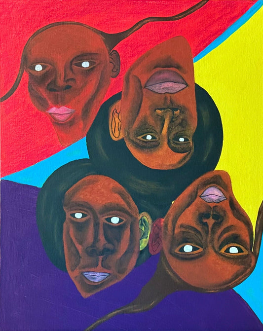 Original Black Figurative Abstract Painting on Canvas - Mirfia