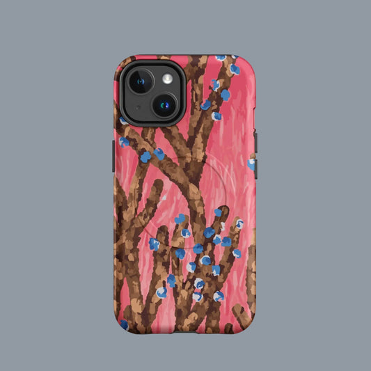 pink floral abstract MagSafe phone case for iPhone