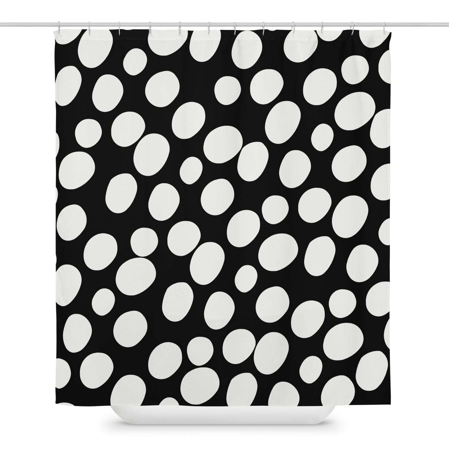 Polka Dotted Black Shower Curtain - Mirfia