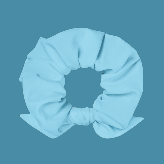 recycled sky blue bow scrunchie