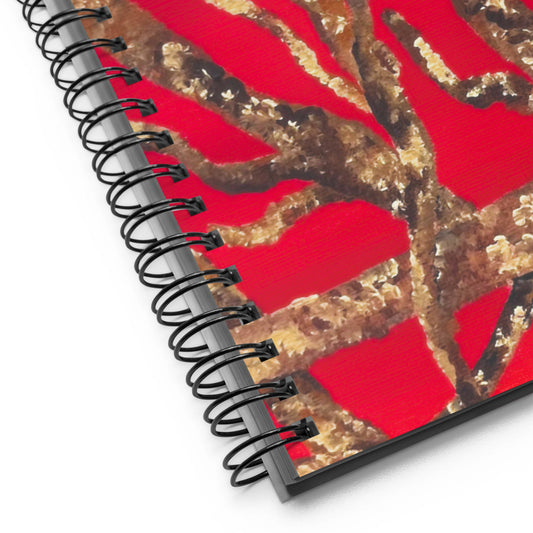 spiral floral notebook red