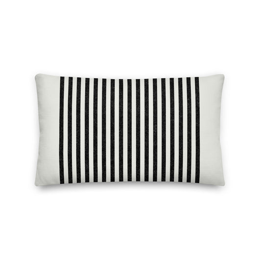 Striped Black Premium Throw Pillow - Mirfia