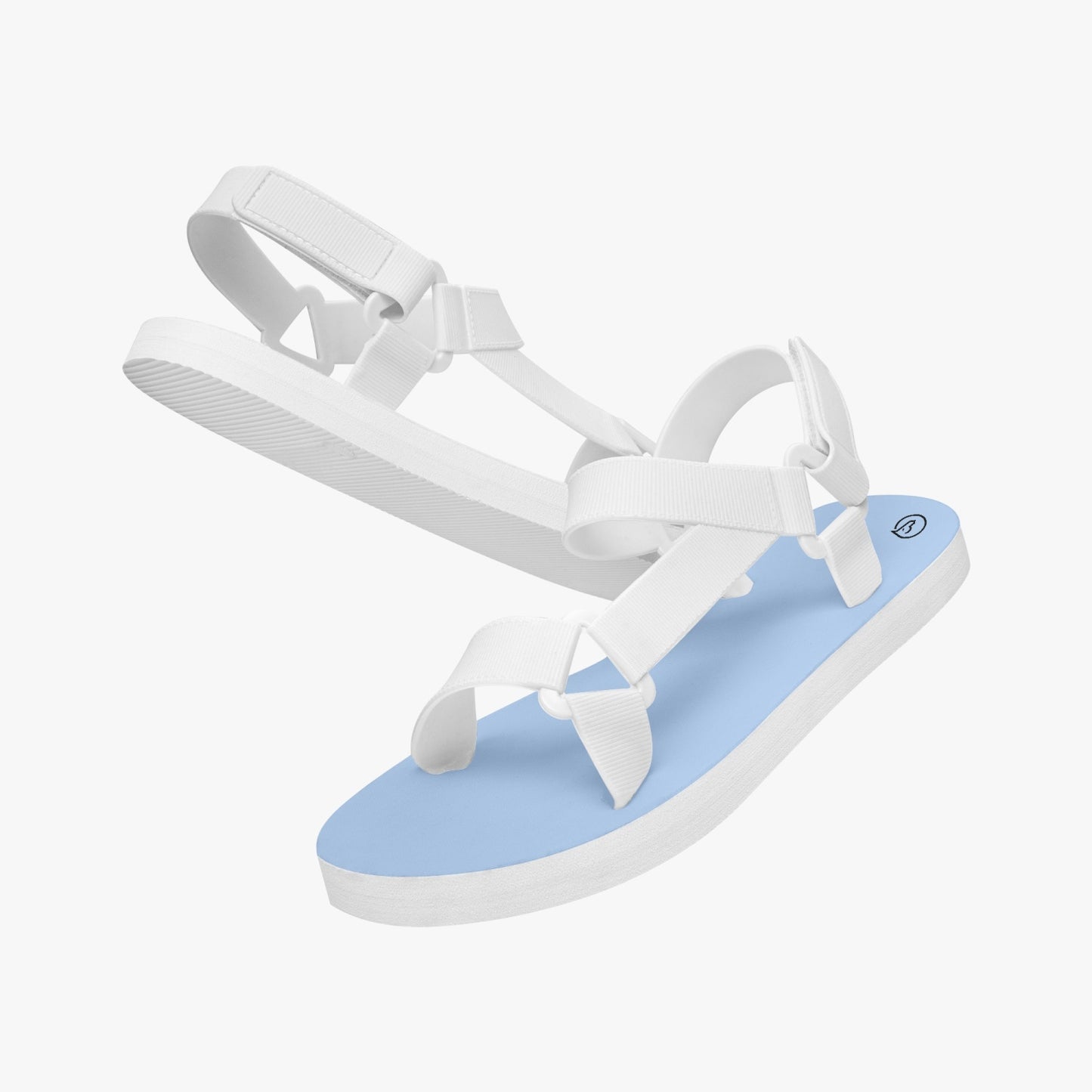 blue strappy sandals white straps