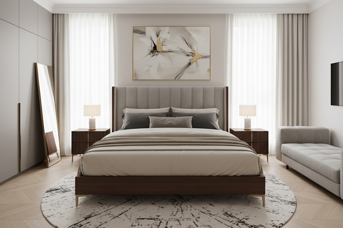 a contemporary modern luxury bedroom