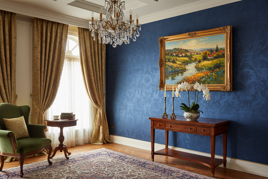 oil painting on the wall of a modern home 