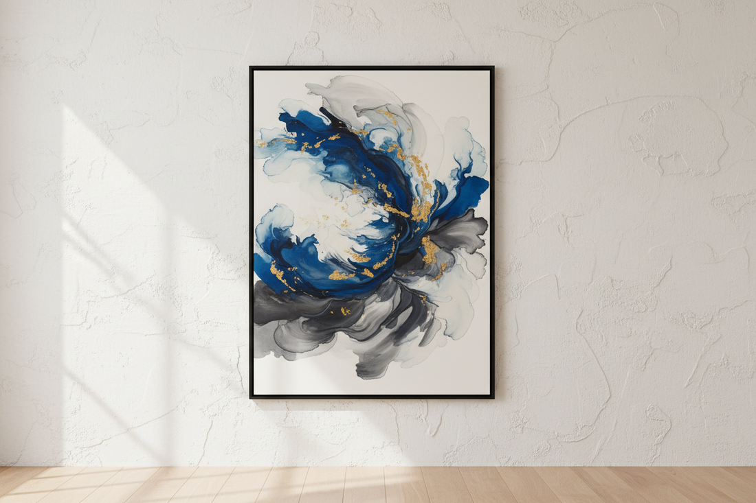 canvas print painting on a blank textured wall