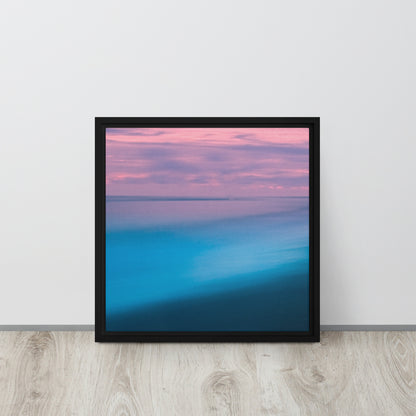 beach sunset black framed canvas print 