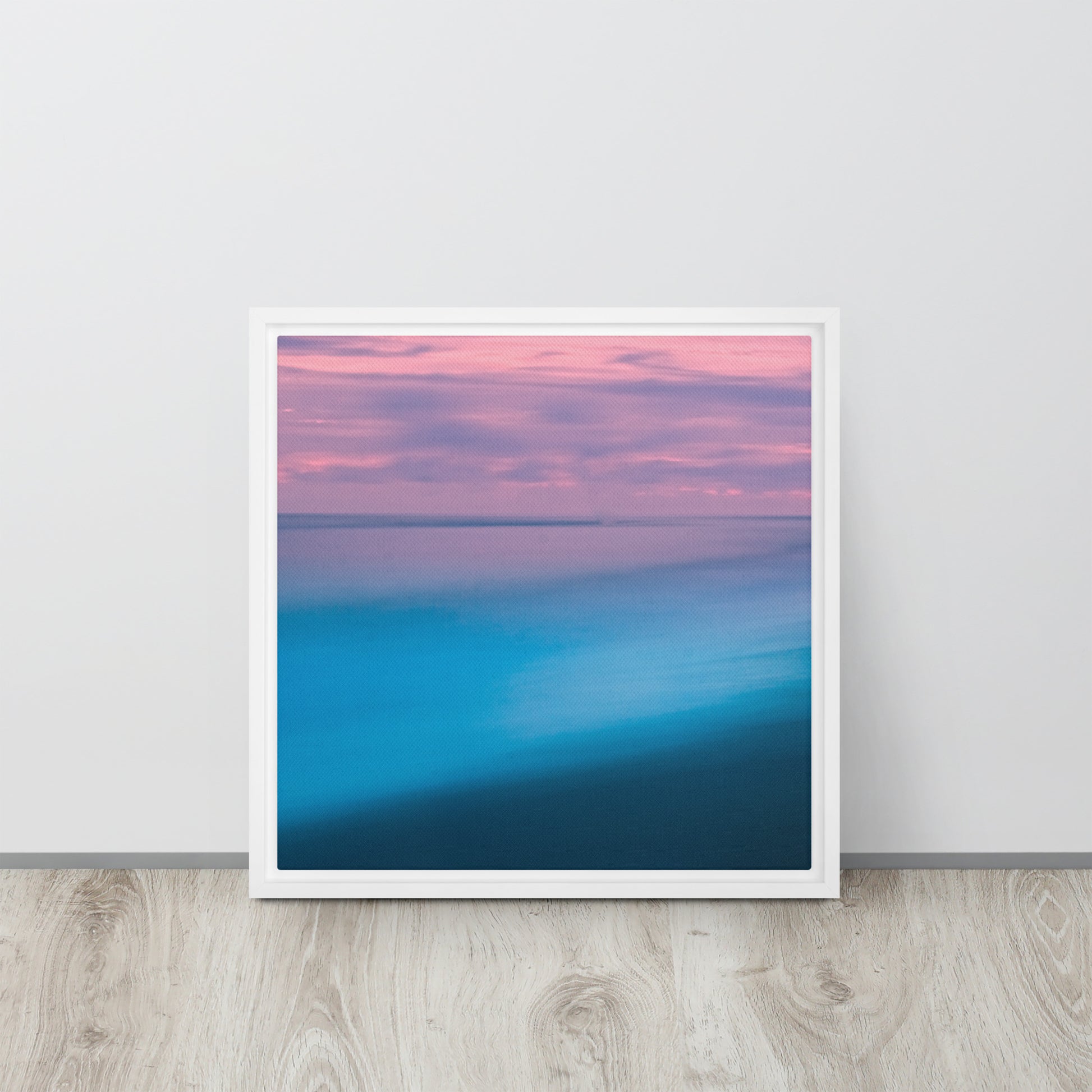 beach sunset white framed canvas print