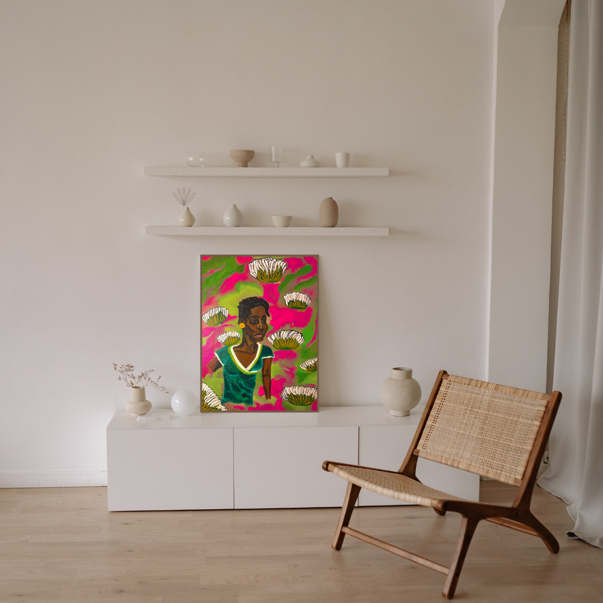 16x20 afrocentric abstract realism artwork of black woman.