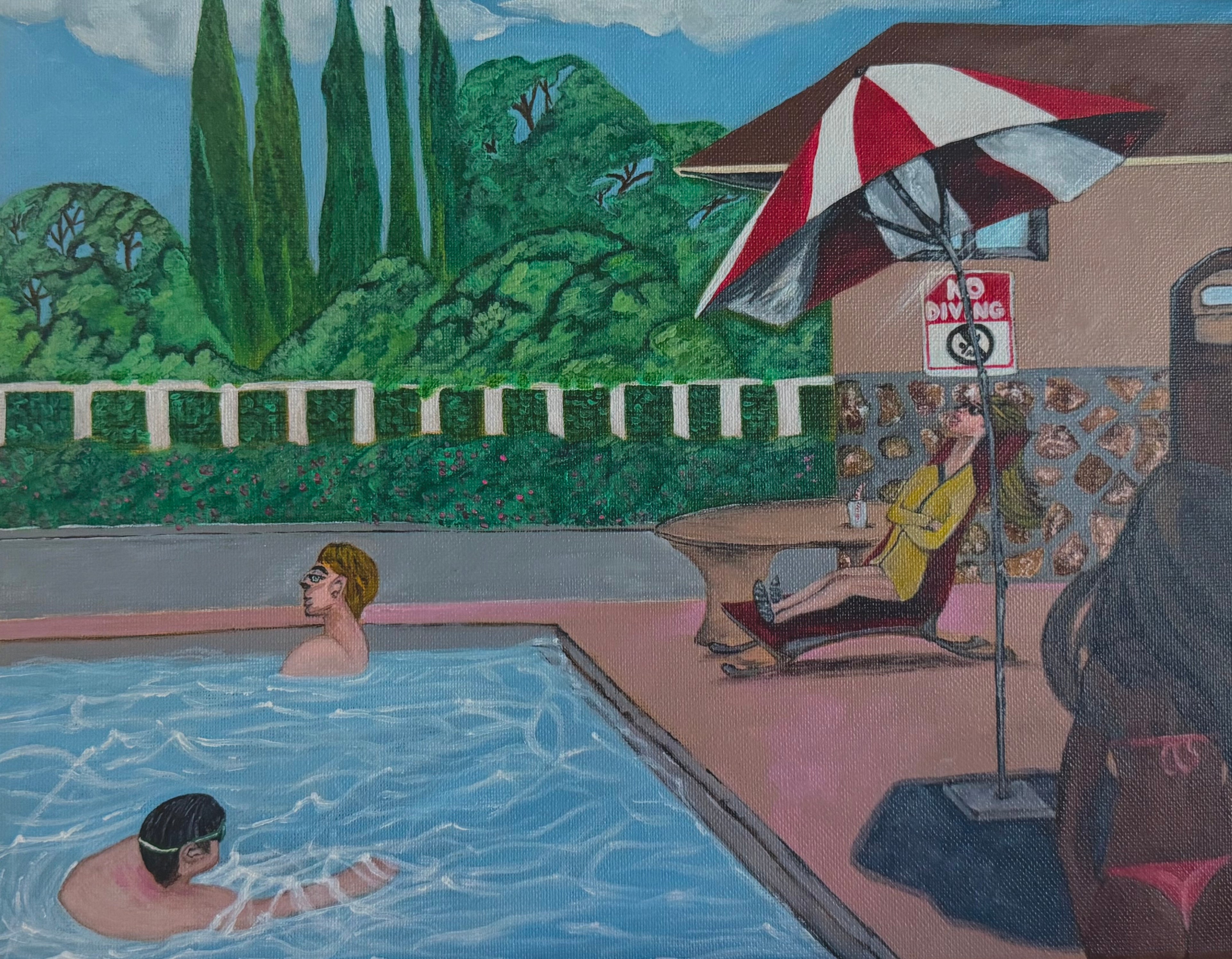 Community Pool Original Painting