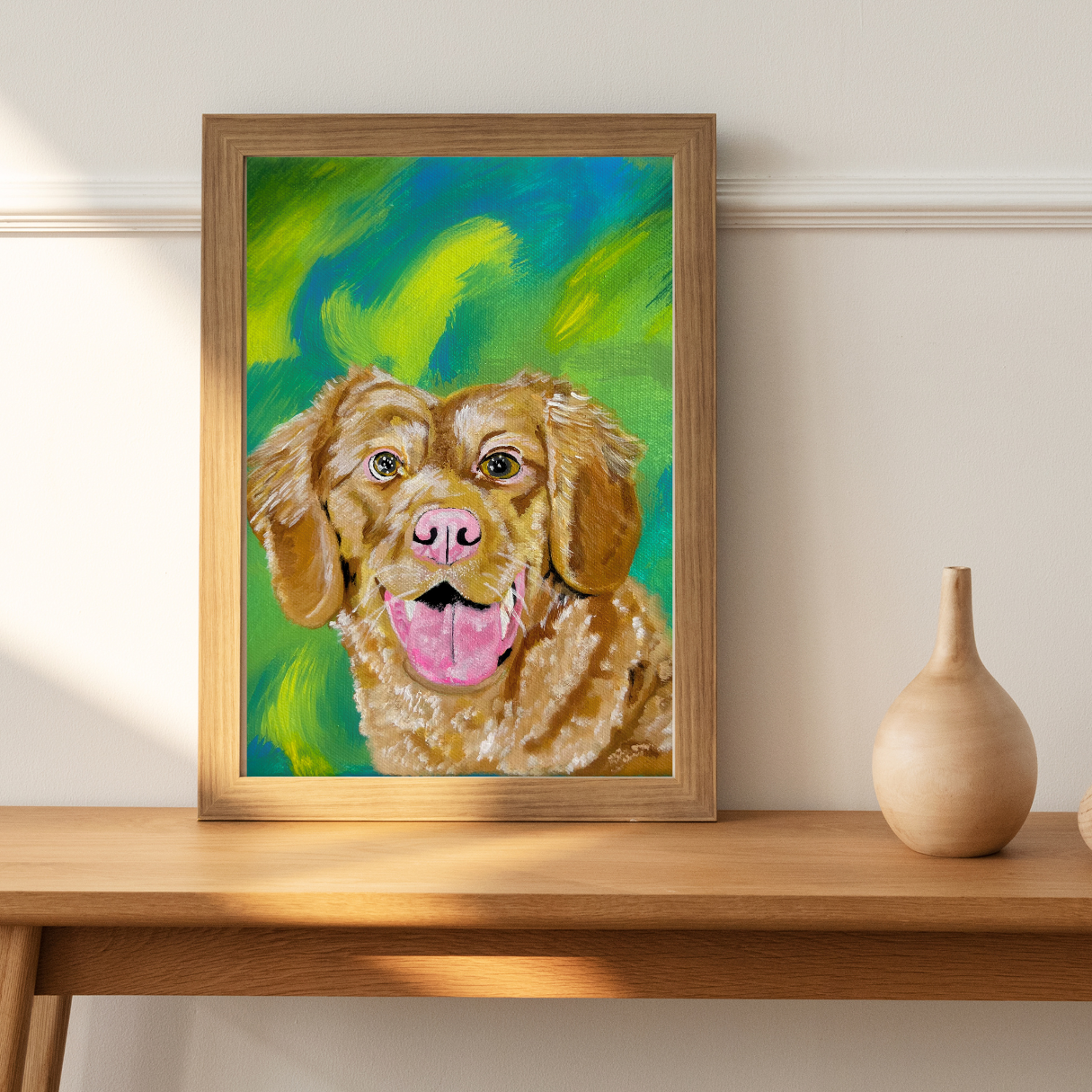 8x10 Golden retriever painting. Golden Retriever by Mireille Louis. Mireille Fine Art 