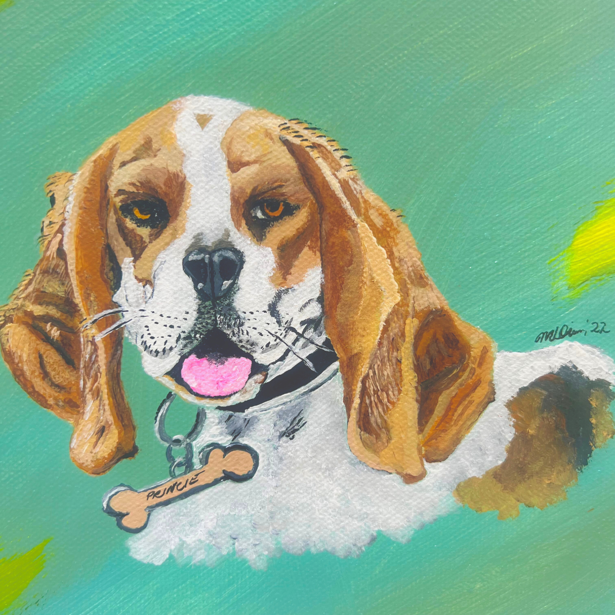 8x10 Beagle dog painting, American Beagle by Mireille Louis. Mireille Fine Art