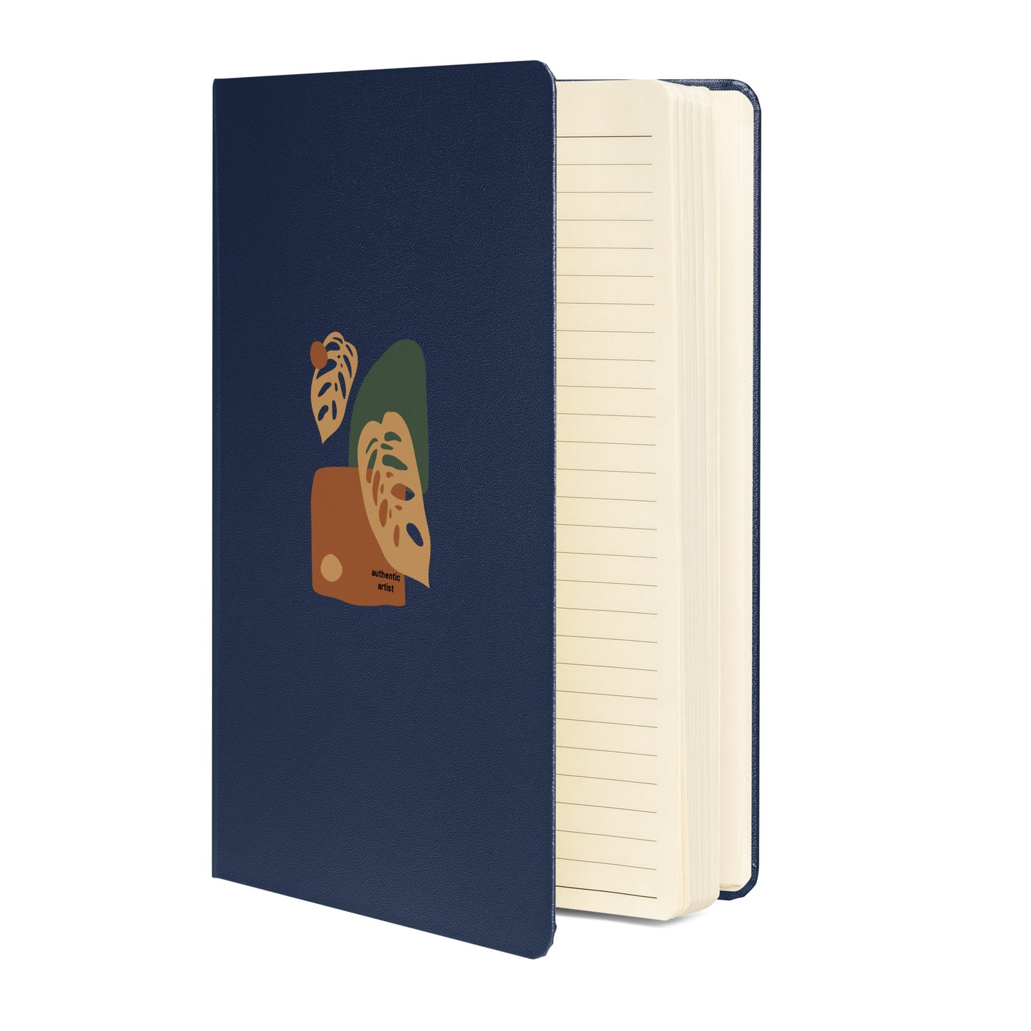navy blue abstract print 80-page lined hardcover notebook