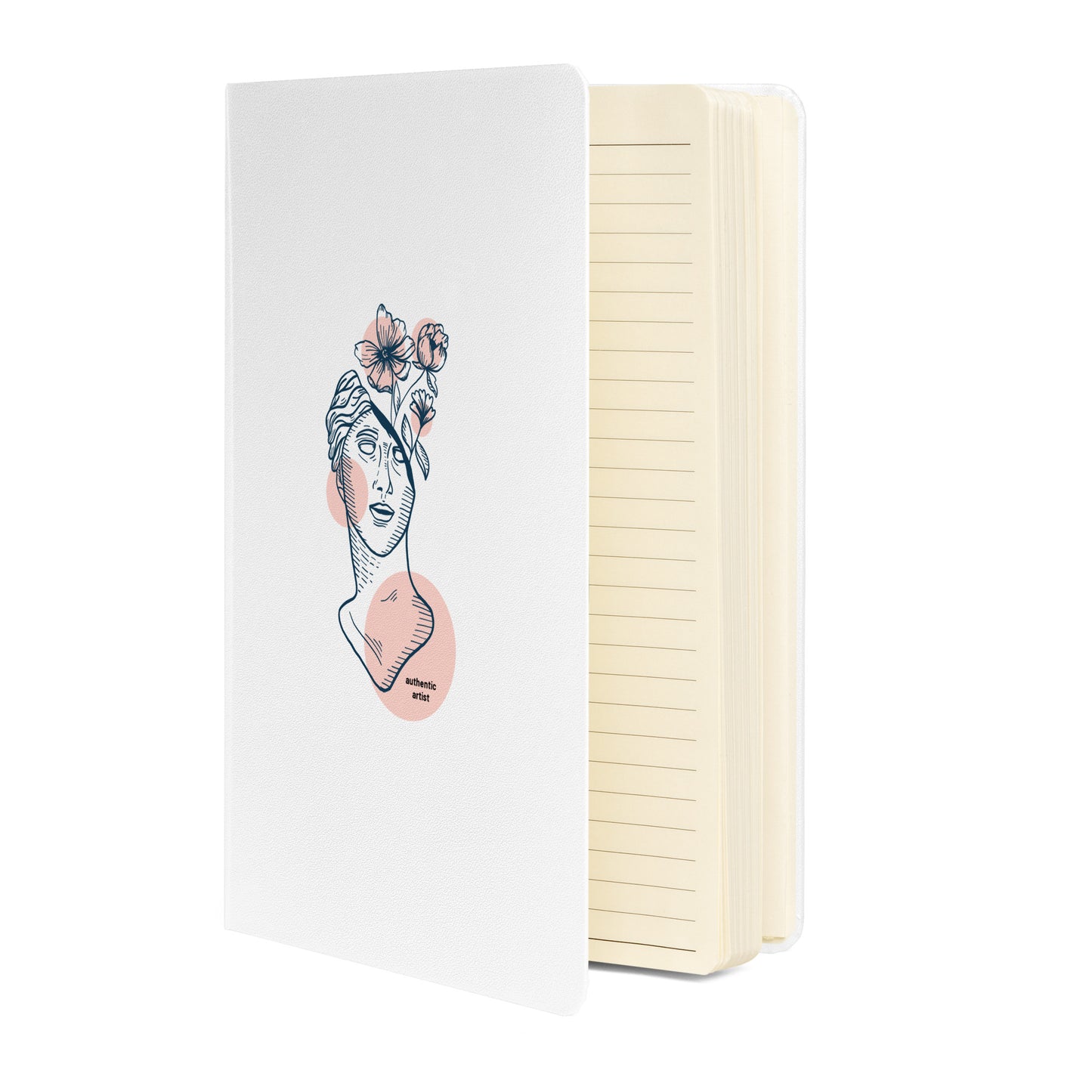 Mireille Fine Art, abstract print 80-page lined hardcover notebook with inner pocket, white