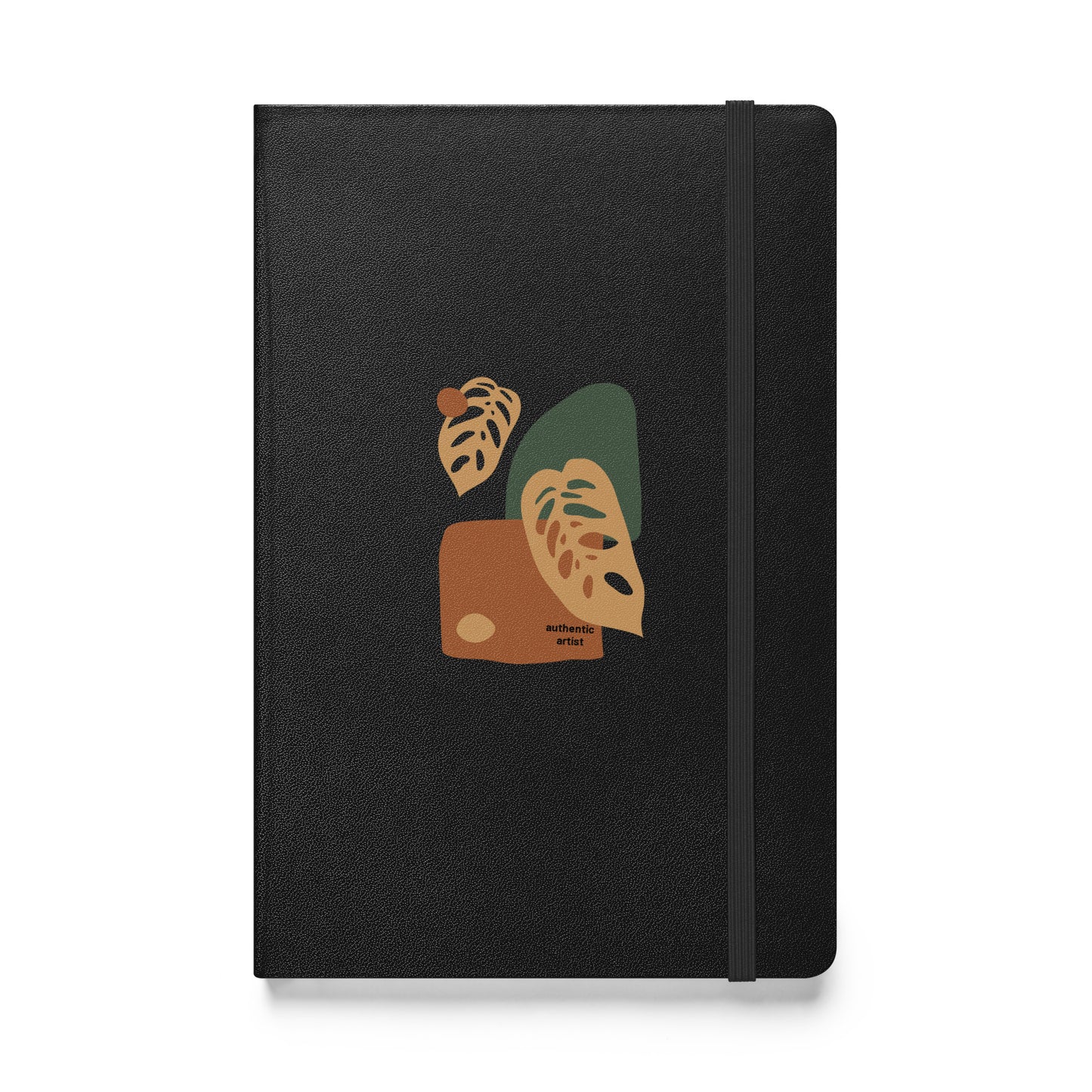 black abstract print 80-page lined hardcover notebook