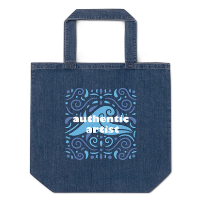 Mireille Fine Art, organic denim handbag blue 30Ibs max weight limit