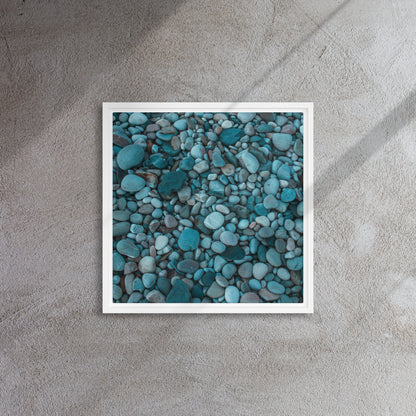 Mireille Fine Art, smooth beach stones, canvas print artwork on floater frames