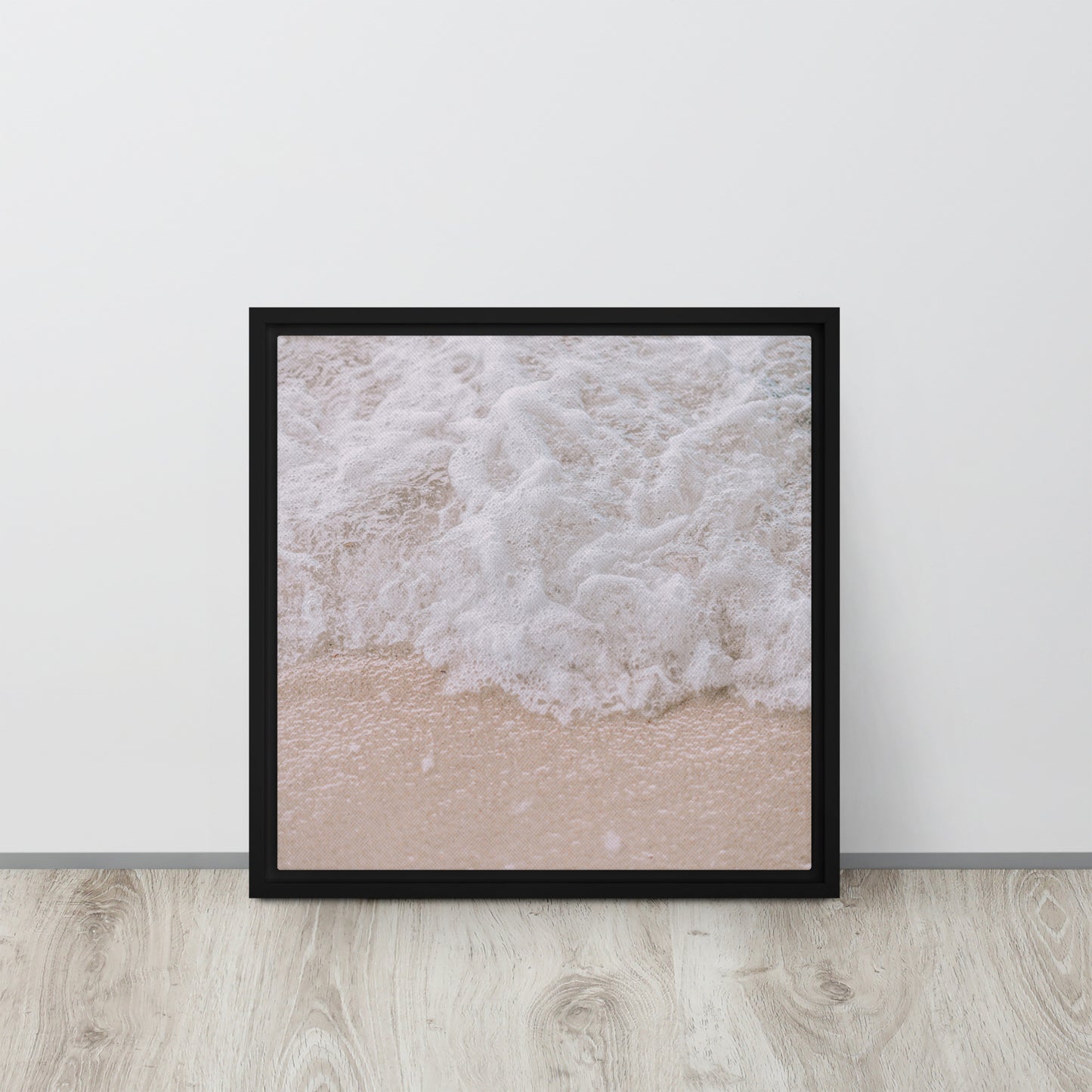 Beach art canvas print on black floater frames