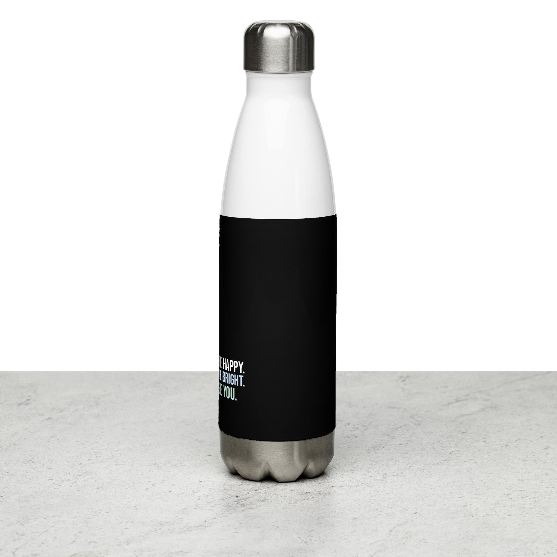 Mireille Fine Art, stainless steel water bottle, black,  17 oz