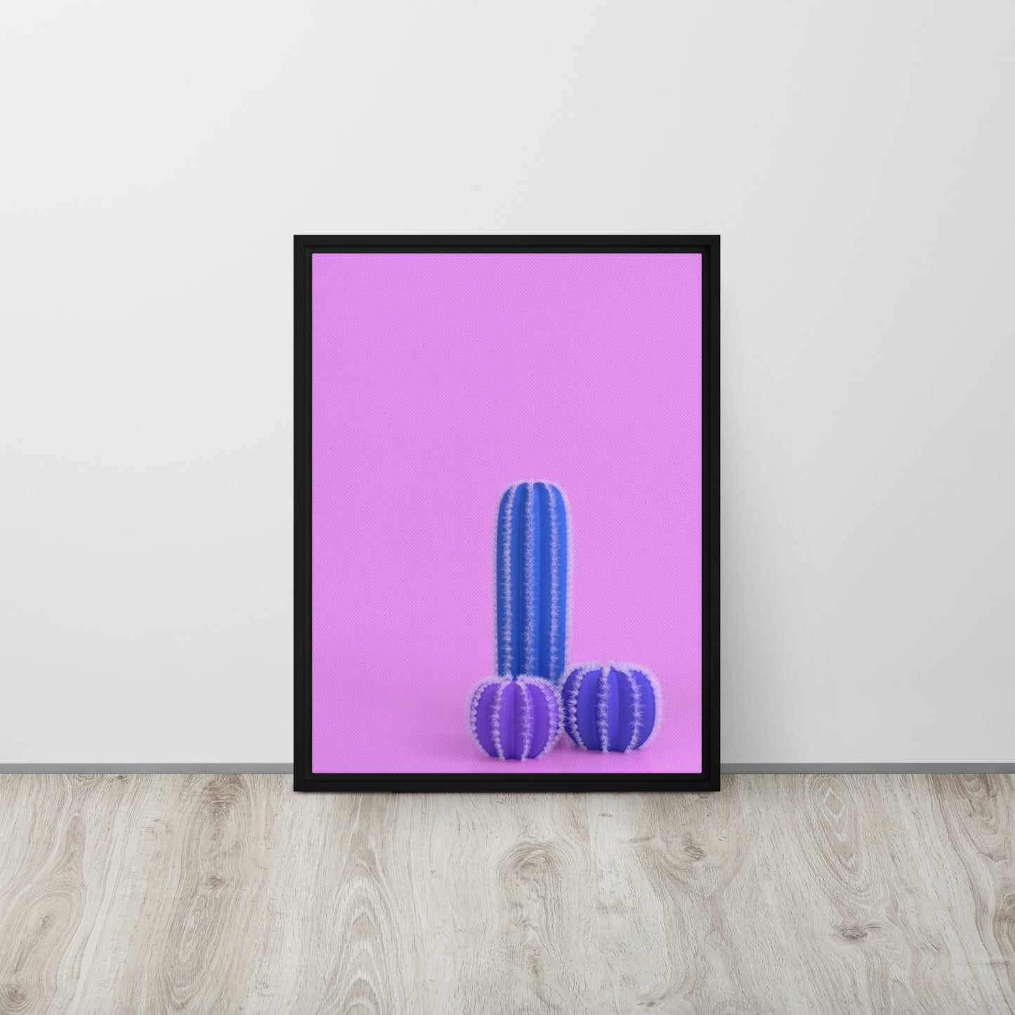 Blue Cacti Framed Canvas Print - Mireille Fine Art