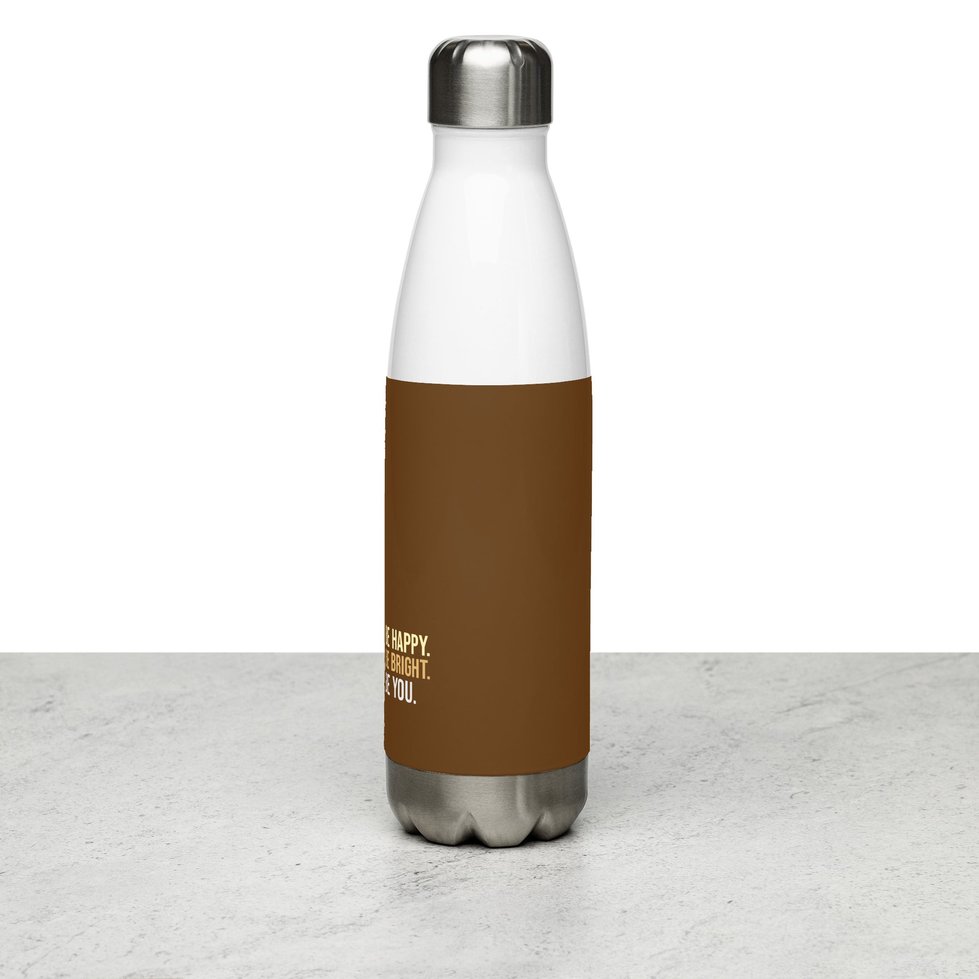 Mireille Fine Art, stainless steel water bottle, brown, leak proof, 17 oz 