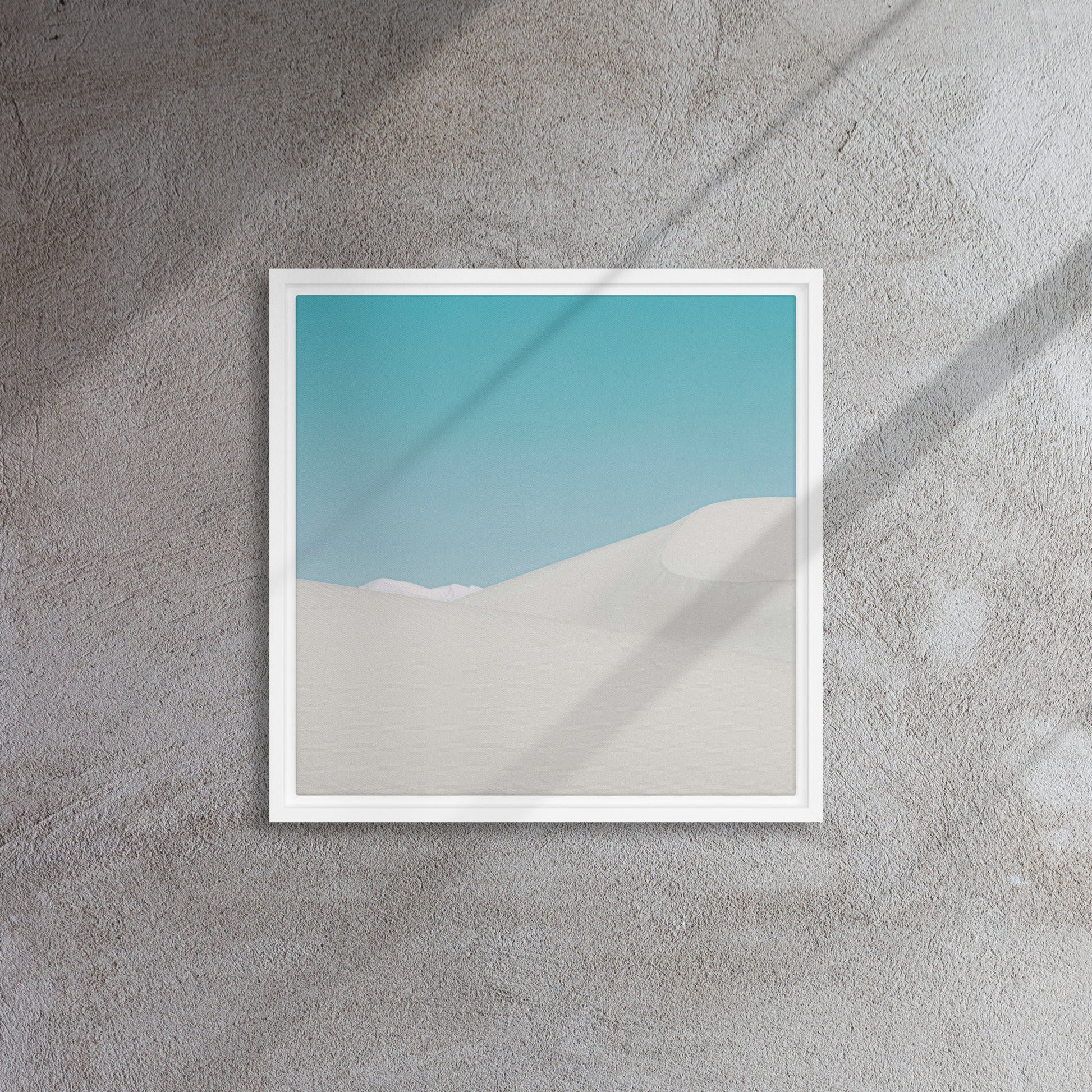 Mireille Fine Art, modern abstract artwork on floater frame canvas print, white desert sand artwork
