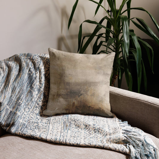 Mireille Fine Art, abstract 18x18, 100% polyester premium linen throw pillow 