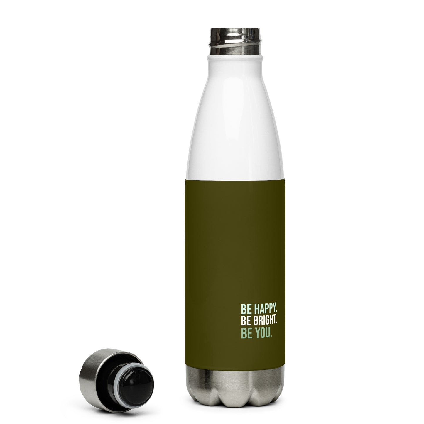 Mireille Fine Art, stainless steel water bottle, green, leak proof, 17 oz 