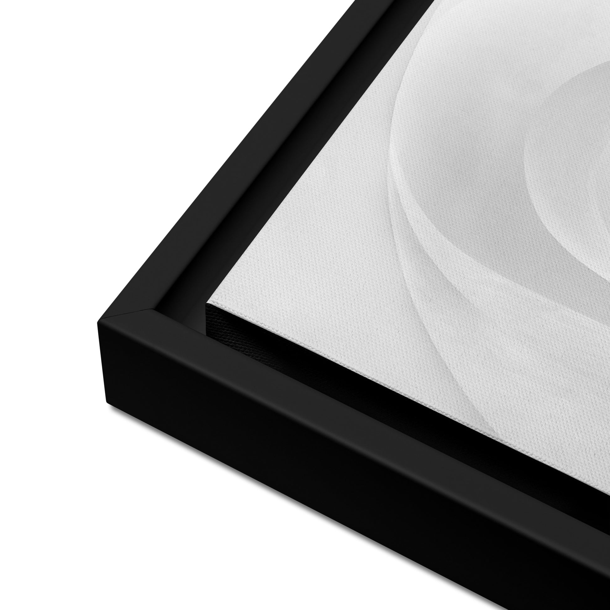 Mireille Fine Art, modern abstract artwork canvas print, black and white floater frame