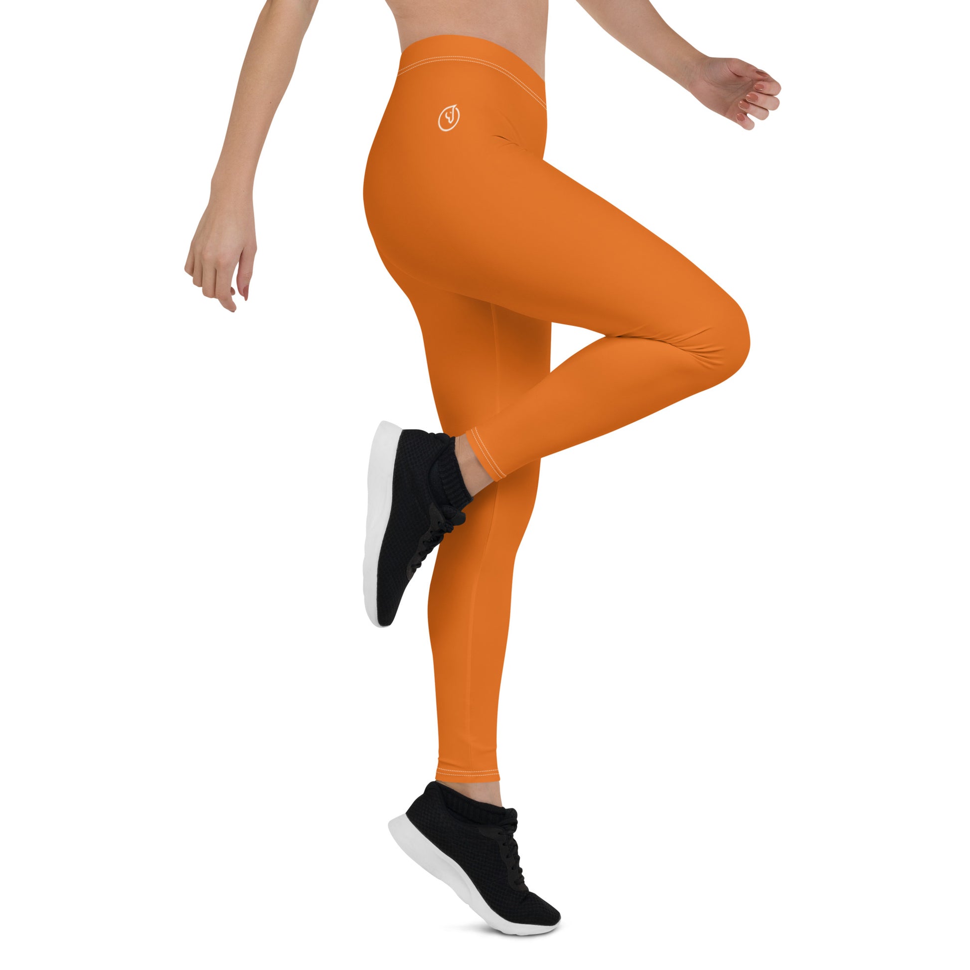 Humble Sportswear women's color match orange mid rise long leggings for gym wear 