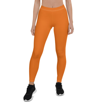 Humble Sportswear women's color match orange mid rise long leggings for gym wear 