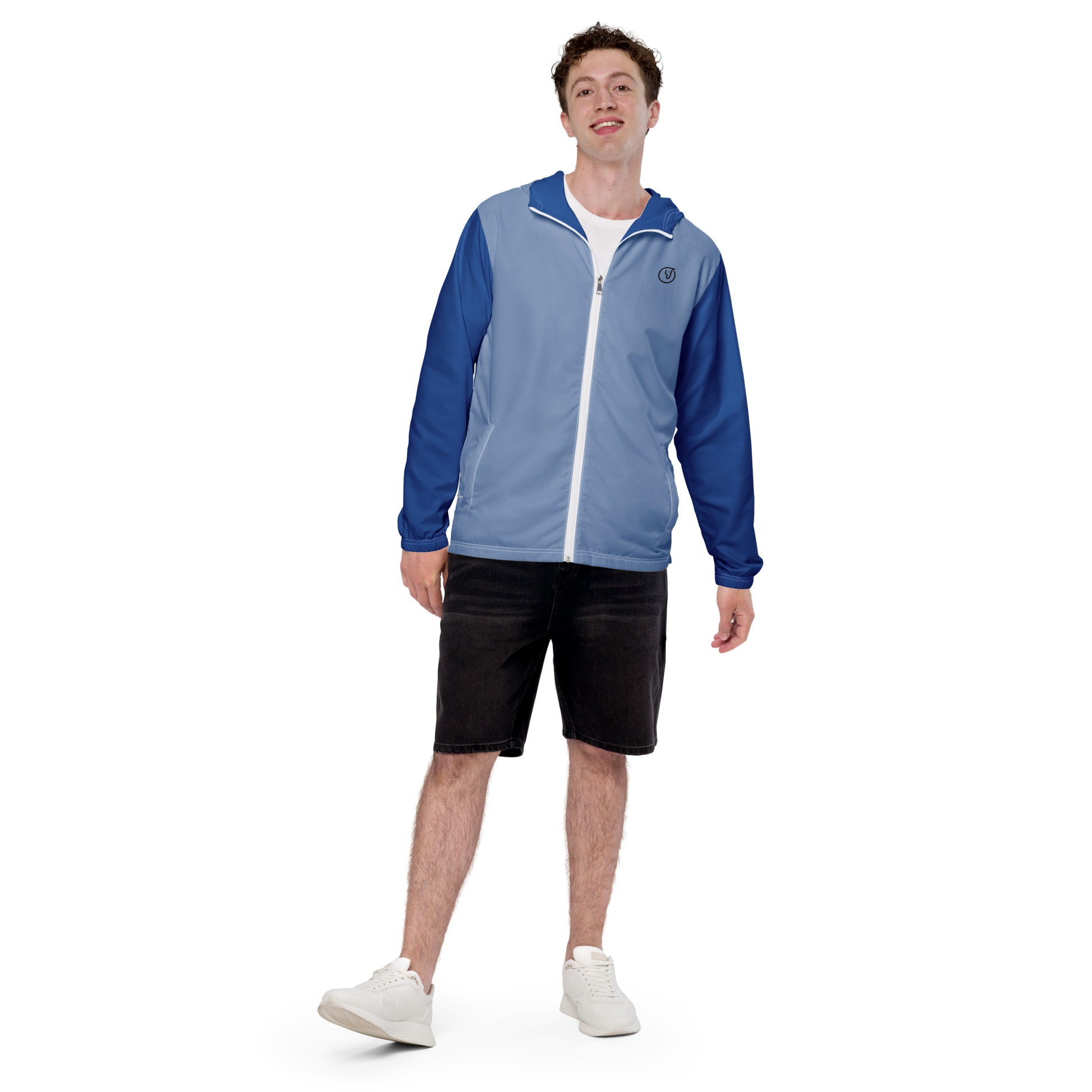 Humble Sportswear, men’s blue color block lightweight windbreaker jacket