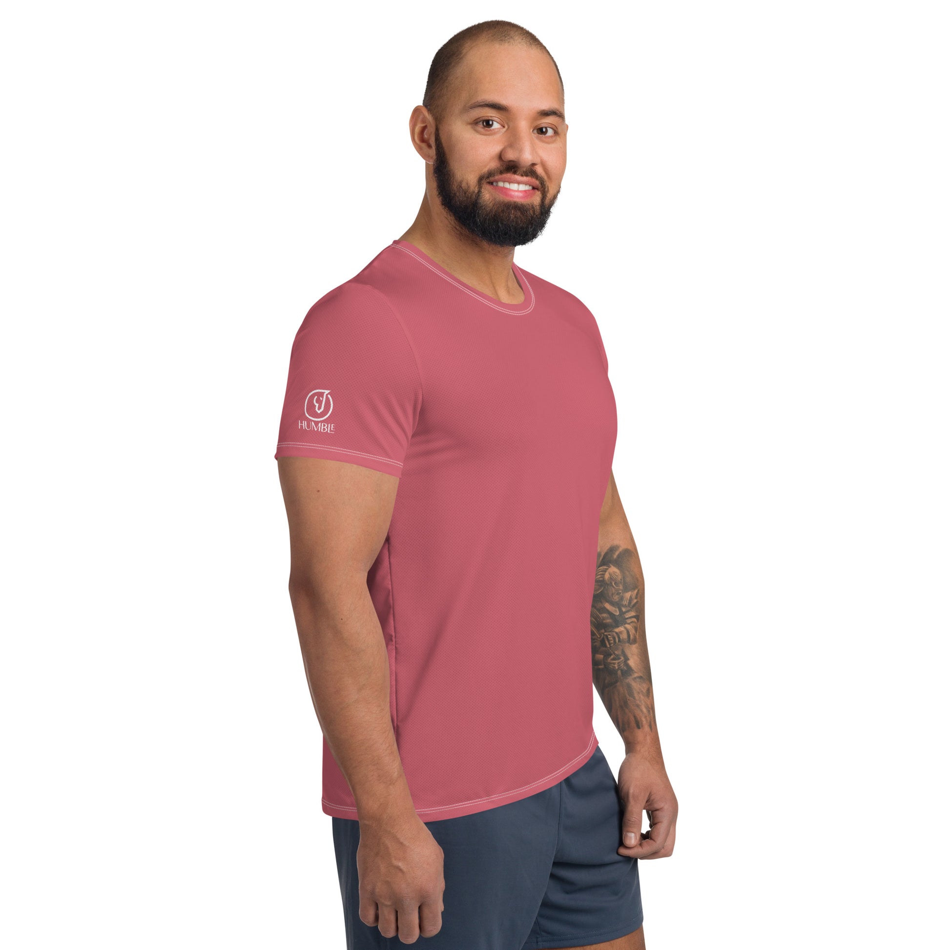 Humble Sportswear, men's mesh athletic color match gym t-shirt, red 