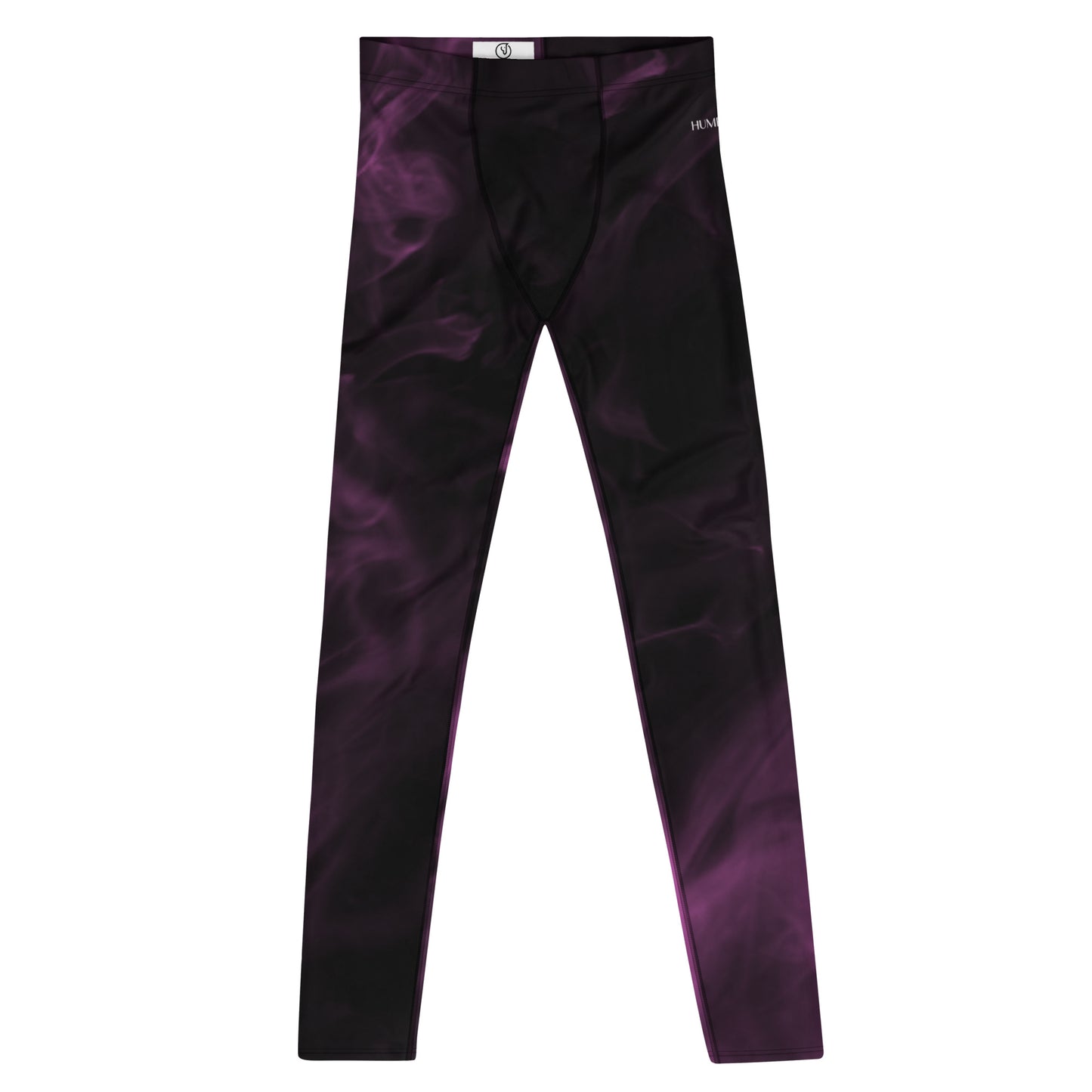 Humble Sportswear, men's all-over print purple smoke vapor compression performance activewear leggings