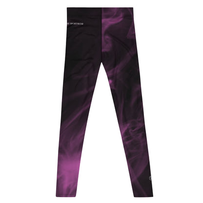 Humble Sportswear, men's all-over print purple smoke vapor compression performance activewear leggings