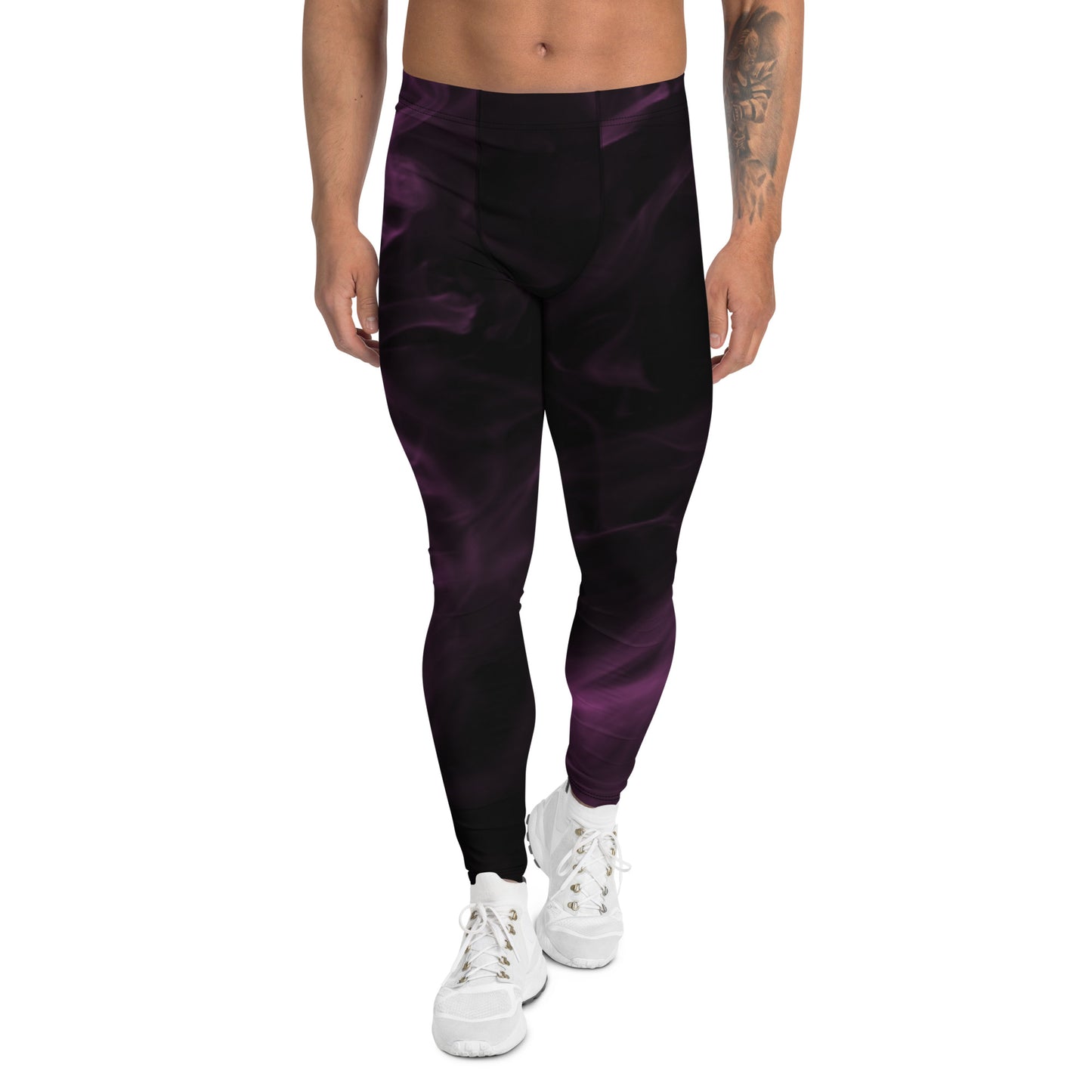 Humble Sportswear, men's all-over print purple smoke vapor compression performance activewear leggings