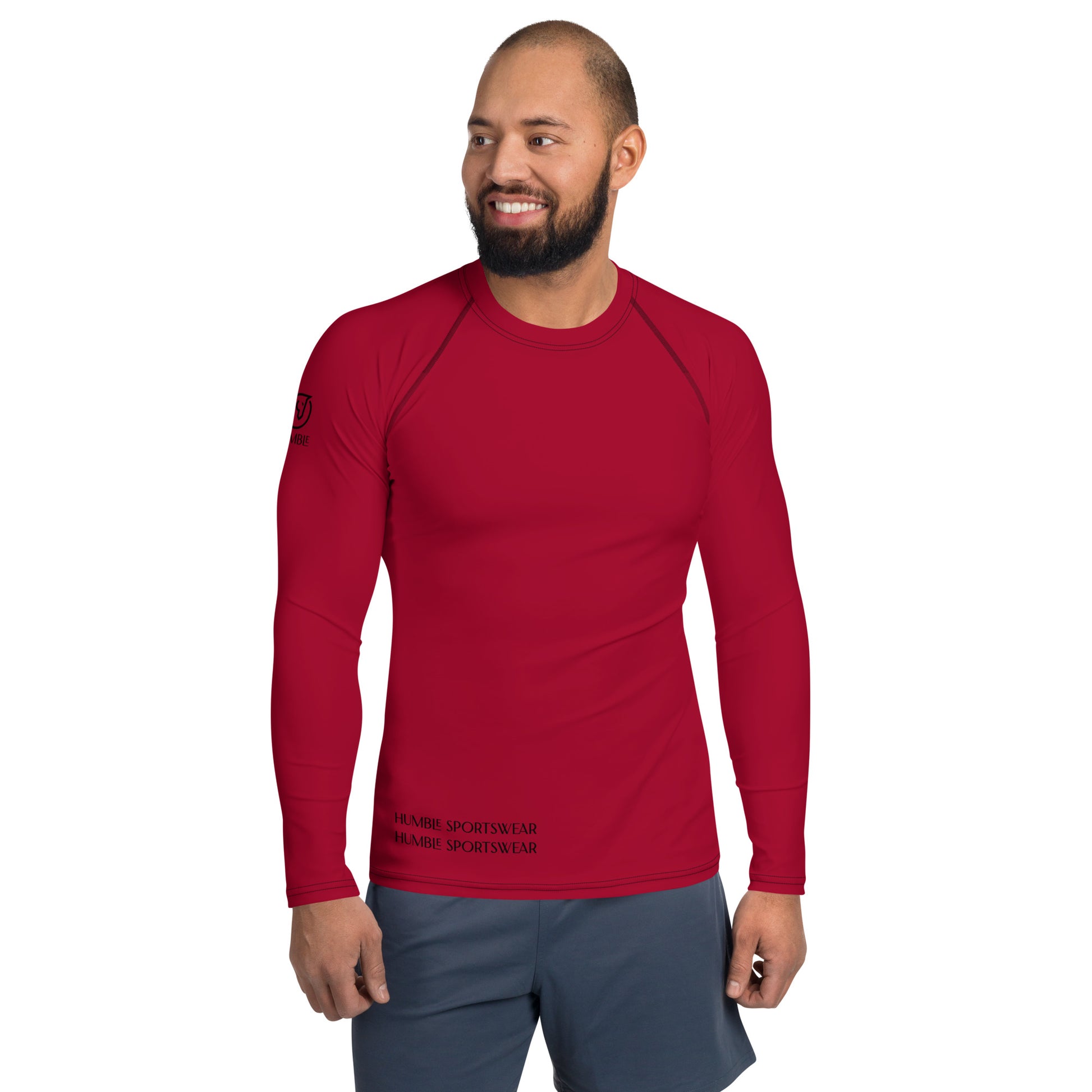 Humble Sportswear™ Men's Carmine Red Rash Guard - Mireille Fine Art